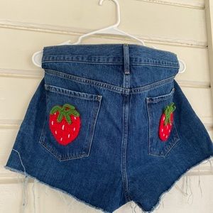 Handmade Strawberry Jean Shorts